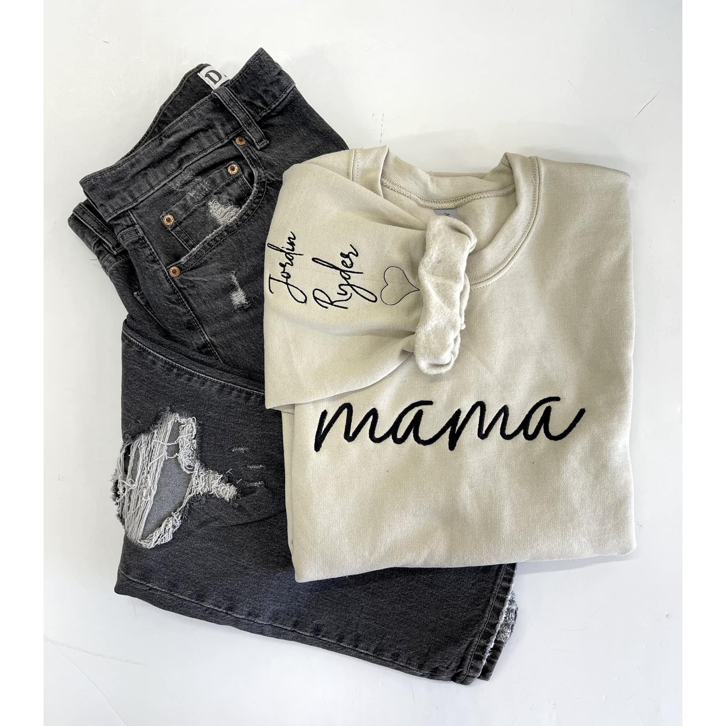 Embroidered Mama Crewneck with Customized Names