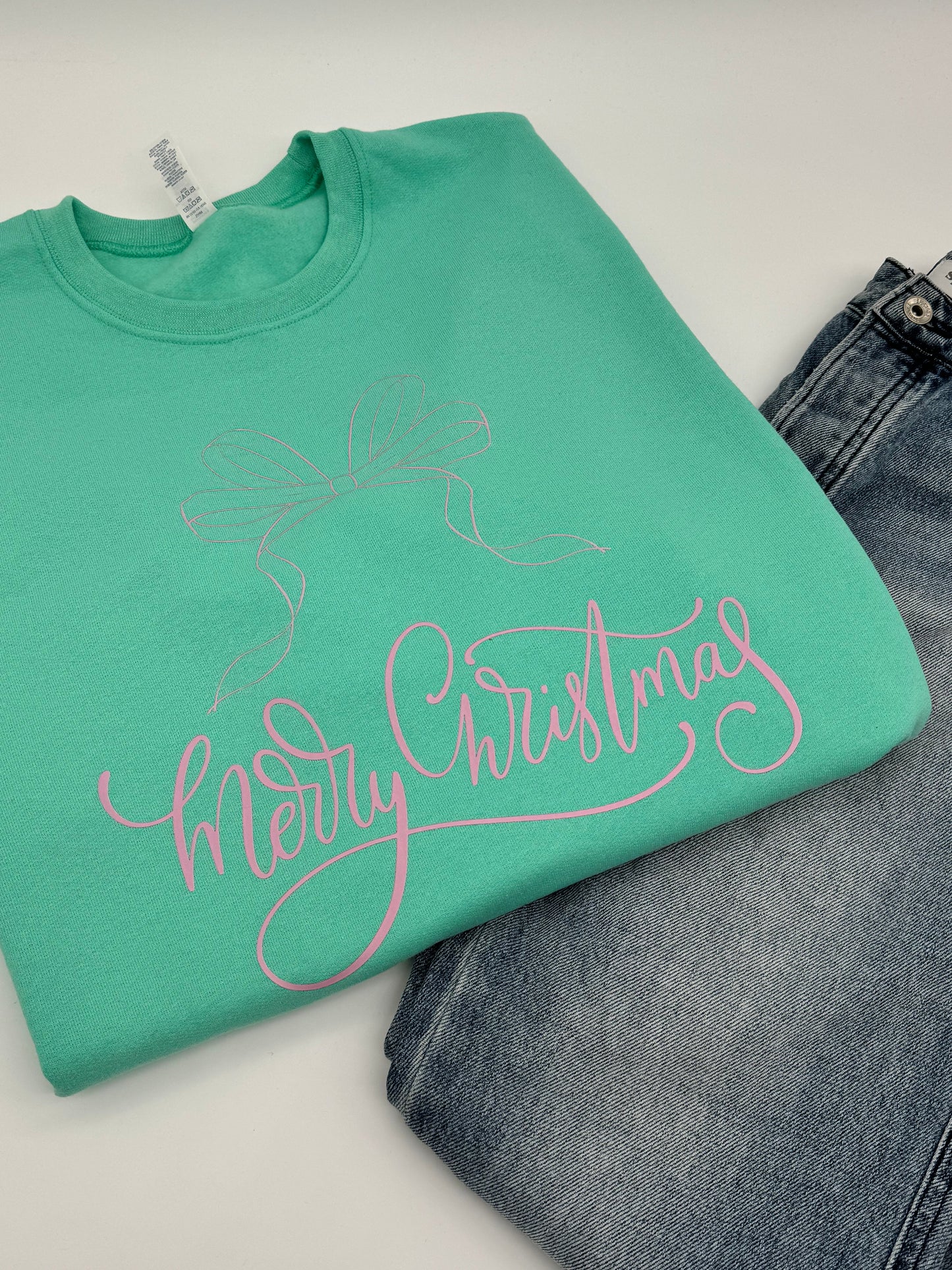 Merry Christmas with bow Crewneck