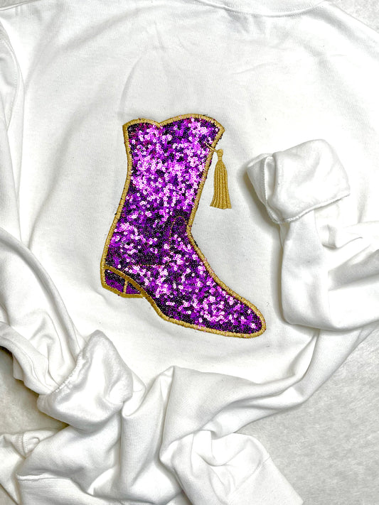 Drill Team Boot Sequin Crewneck