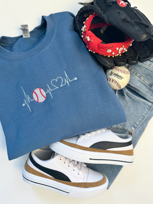 BASEBALL Heartbeat Sweatshirt WHOLESALE-Top WS-Graceful & Chic Boutique, Family Clothing Store in Waxahachie, Texas