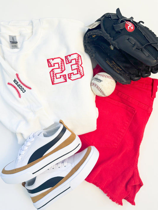 BASEBALL Custom Number and Name Sweatshirt WHOLESALE-Top WS-Graceful & Chic Boutique, Family Clothing Store in Waxahachie, Texas